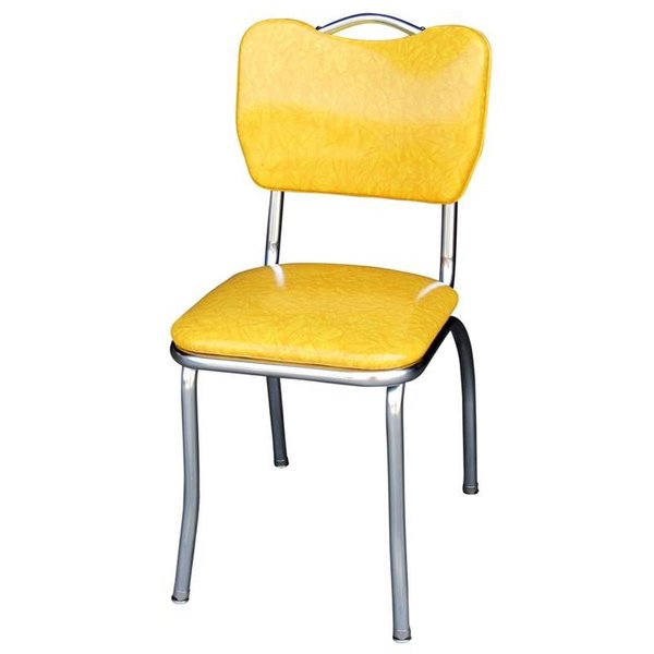Richardson Seating Corp Richardson Seating Corp 4161CIY 4161 Handle Back Diner Chair -Cracked Ice Yellow- with 1 in. Pulled Seat  - Chrome 4161CIY